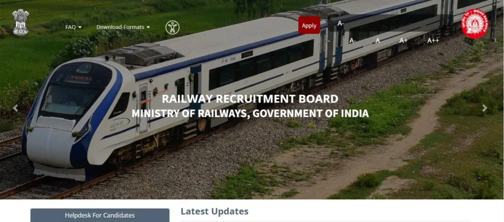 rrbapply.gov.in official website image